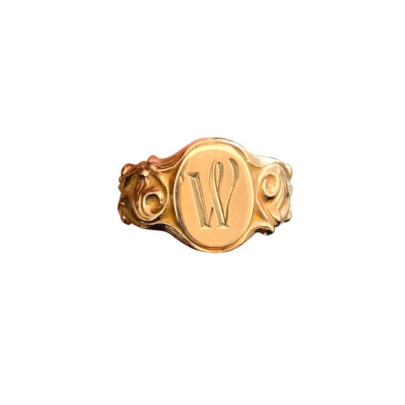 Art Nouveau Signet Ring with Initial W