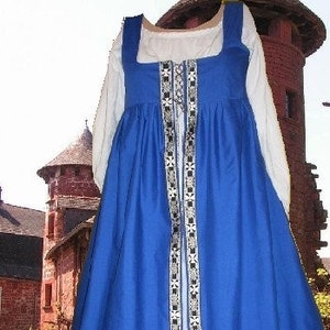 Renaissance Dress Medieval Costume Celtic Irish Style SCA Garb Royal Blue Overdress lxl FREE SHIP