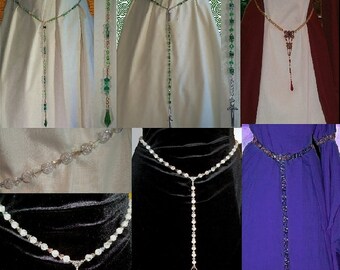 SHIPPING ONLY forJewelry Girdle Belt CHOICES_Long Medieval Dropwaist SCA Garb Pearls Fabric Crystals Metaltone