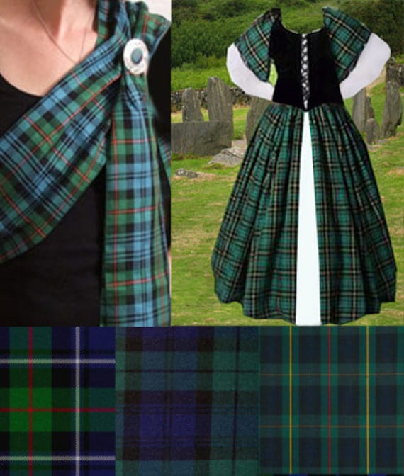 Celtic Clan Tartan Gown Medieval Costume Scot Irish Plaid SCA Garb