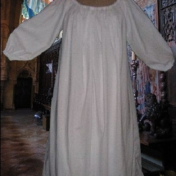 Renaissance Gown Medieval Chemise Costume SCA Garb Petticoat White Cotton Muslin lxl FREE SHIP