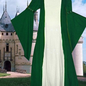 Renaissance Costume Medieval Gown SCA Garb Gown Heraldic ForestWhite Particolored 1pc lxl FREE SHIP