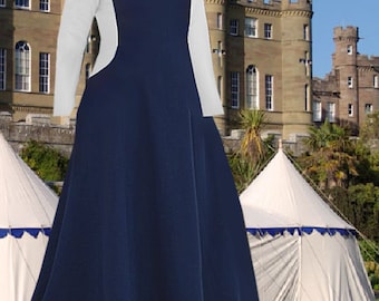 Renaissance Gown Medieval Costume LinenBld Sideless Surcote 1pc lxl FREE SHIP