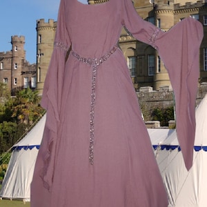 Renaissance Costume Medieval Gown Fantasy SCA Garb Rose Pink Cotton lxl FREE SHIP
