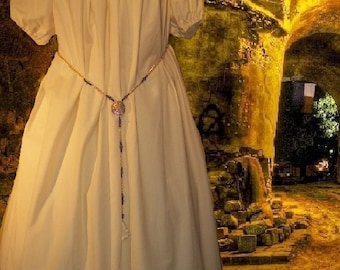 Medieval Renaissance Costume Chemise SCA Garb Pirate Wench White or Ivory Short Sleeved lxl FREE SHIP