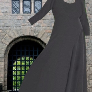 Renaissance Costume SCA Garb Medieval Gown 6 Gore Cotehardie Kirtle Charcoal Gray Cotton lxl FREE SHIP