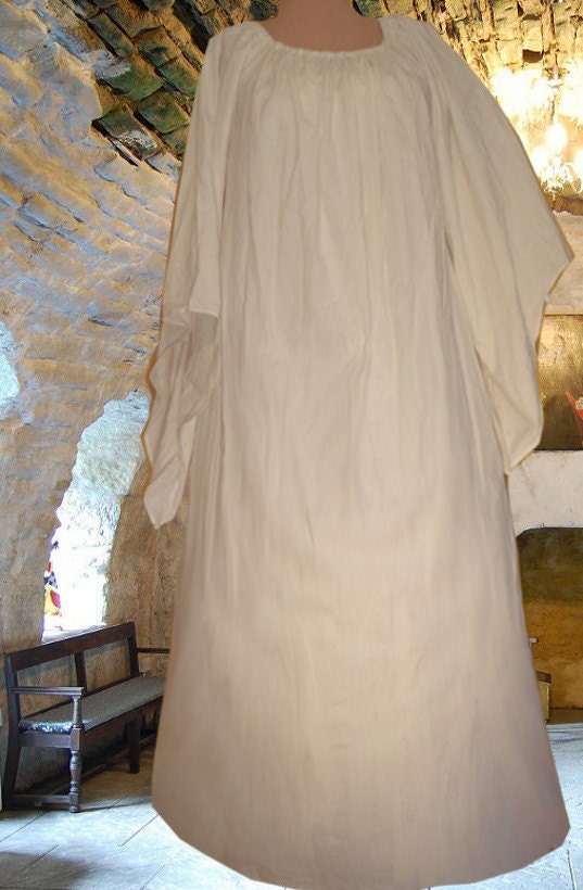 Renaissance Costume Medieval Gown Bell Sleeve Renaissance SCA Garb Chemise Petticoat White Cotton Muslin FREE SHIP