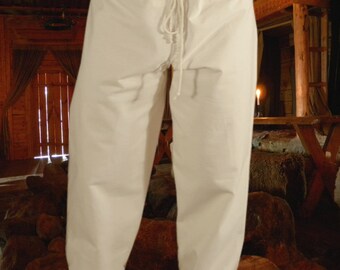 Renaissance Costume SCA Garb Norse Medieval Cotton Unisex Pants Trousers lxl White FREE SHIP