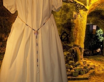 Renaissance Faire Chemise Medieval Undergown SCA Garb Petticoat Cotton Muslin lxl FREE SHIP