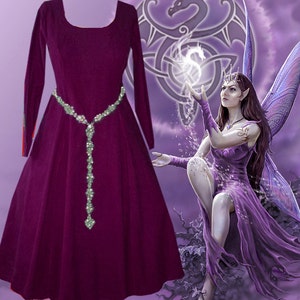 Medieval Gown Renaissance Costume SCA Garb Cotehardie Color Choice LinenBld 6 Gore 1pc lxl FREE SHIP