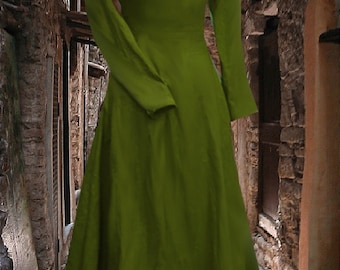 Renaissance Costume Medieval Gown 6 Gore Kirtle SCA Garb Choice Colored Cotton lxl FREE SHIP