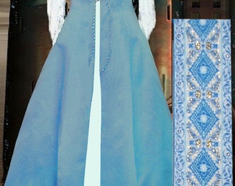 Medieval Gown Renaissance Costume SCA Garb CadetBlu FrtLcg Gown 6Gore Flaired SzFlex Surcote lxl FREE SHIP