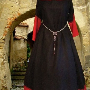 SCA Garb Renaissance Dress Tunic Gown Blood Midnight LinenBld Saxon 1pc Size Flex lxl FREE SHIP