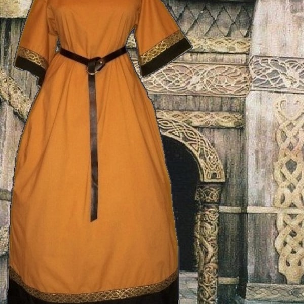 SCA Garb Tunic Gown Medieval Mead Midnight Cotton Renaissance Costume Size Flex L XL