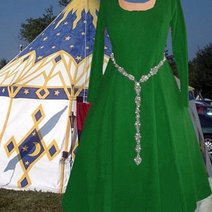 Medieval Gown Renaissance Costume SCA Garb Cotehardie Color Choice LinenBld 6 Gore 1pc lxl FREE SHIP
