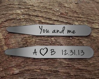 Anniversary Gift for Men Personalized Collar Stays / Custom Collar Stays / Birthday Gift for Him / Father's Day Gift / Valentine's Day Gift