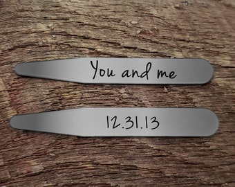 Anniversary Gift for Men Personalized Collar Stays / Custom Collar Stays / Birthday Gift for Him / Father's Day Gift / Valentine's Day Gift