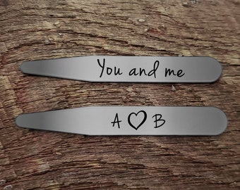 Anniversary Gift for Men Personalized Collar Stays / Custom Collar Stays / Birthday Gift for Him / Father's Day Gift / Valentine's Day Gift