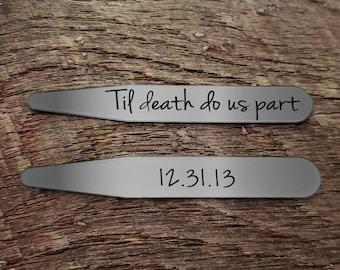 Anniversary Gifts for Men / Wedding Gift for Groom / Personalized Collar Stays / Men's Wedding Collar Stays