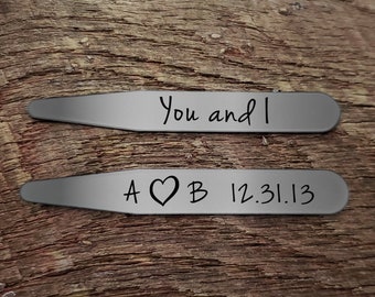 Anniversary Gift for Men Personalized Collar Stays / Custom Collar Stays / Birthday Gift for Him / Father's Day Gift / Valentine's Day Gift