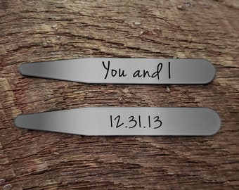 Anniversary Gift for Men Personalized Collar Stays / Custom Collar Stays / Birthday Gift for Him / Father's Day Gift / Valentine's Day Gift