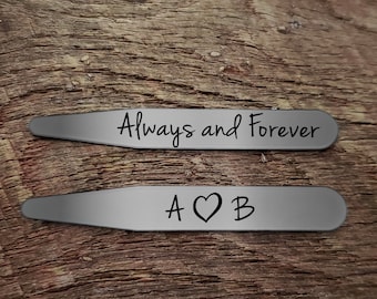 Custom Father's Day Gift / Personalized Collar Stays / Gift for Him / Anniversary Gifts for Men / Custom Collar Stays / Always and Forever