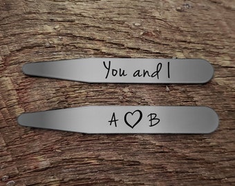 Anniversary Gift for Men Personalized Collar Stays / Custom Collar Stays / Birthday Gift for Him / Father's Day Gift / Valentine's Day Gift