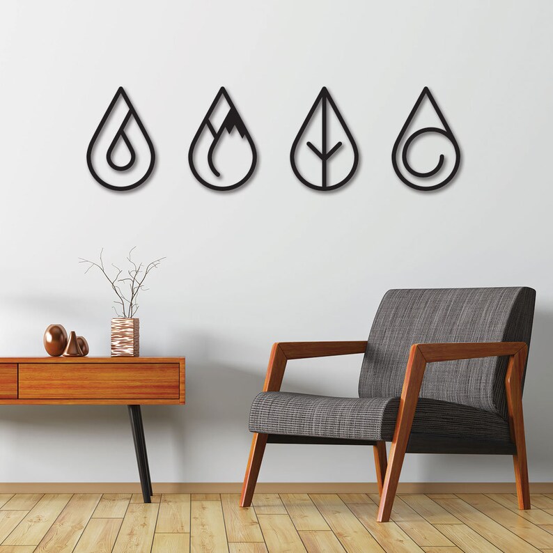 Four Elements Metal Wall Art / Four Elements Wall Decor / Four Etsy