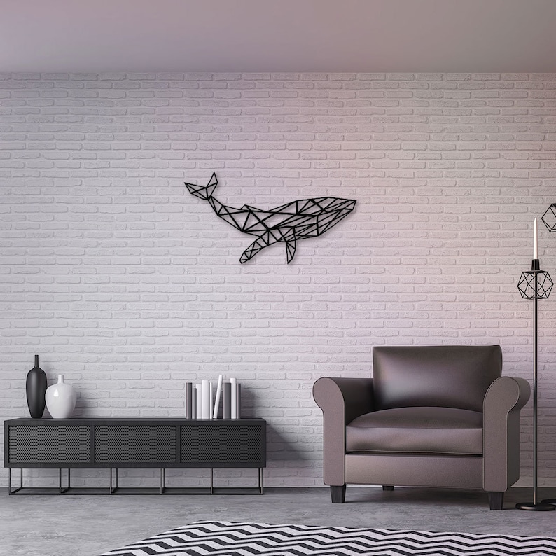 Geometric Whale Decor / Metal Whale Wall Art / Whale ...