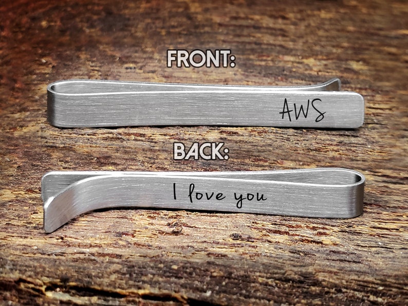 Custom Father/'s Day Gift Personalized Tie Clip Anniversary Gift for Men Monogram Tie Bar Valentine/'s Day Gift
