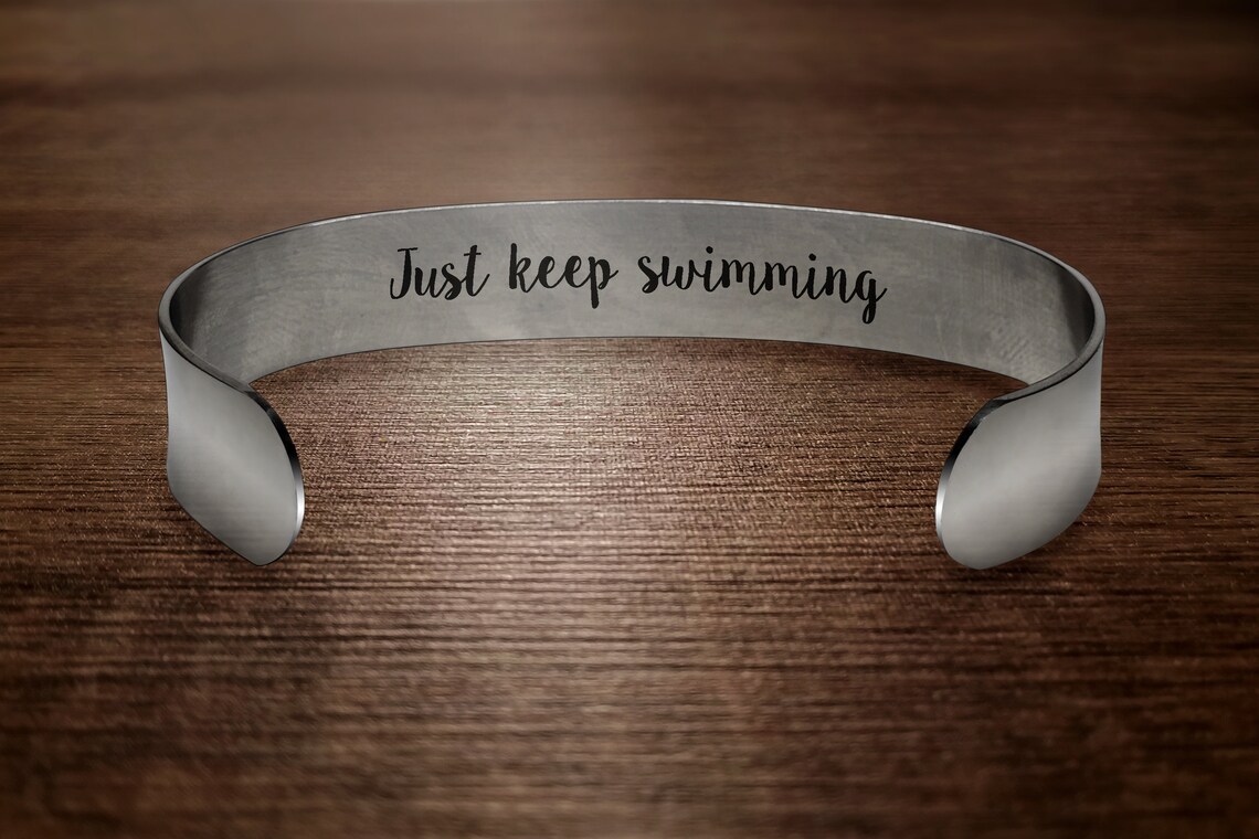 Just Keep Swimming / Swimming Jewelry / Swimming Bracelet / Etsy