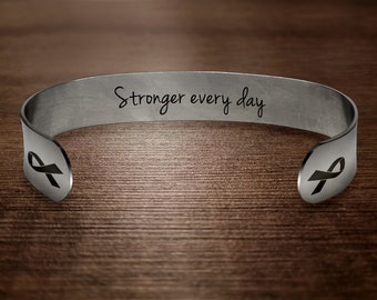 Cancer Support Gift / Custom Cancer Survivor Bracelet / Personalized Breast Cancer Bracelet