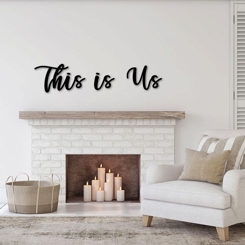 This is Us Metal Sign This is Us Wall Decor Farmhouse Wall Art Rustic Metal Sign Custom Cursive Metal Words Family Room Decor