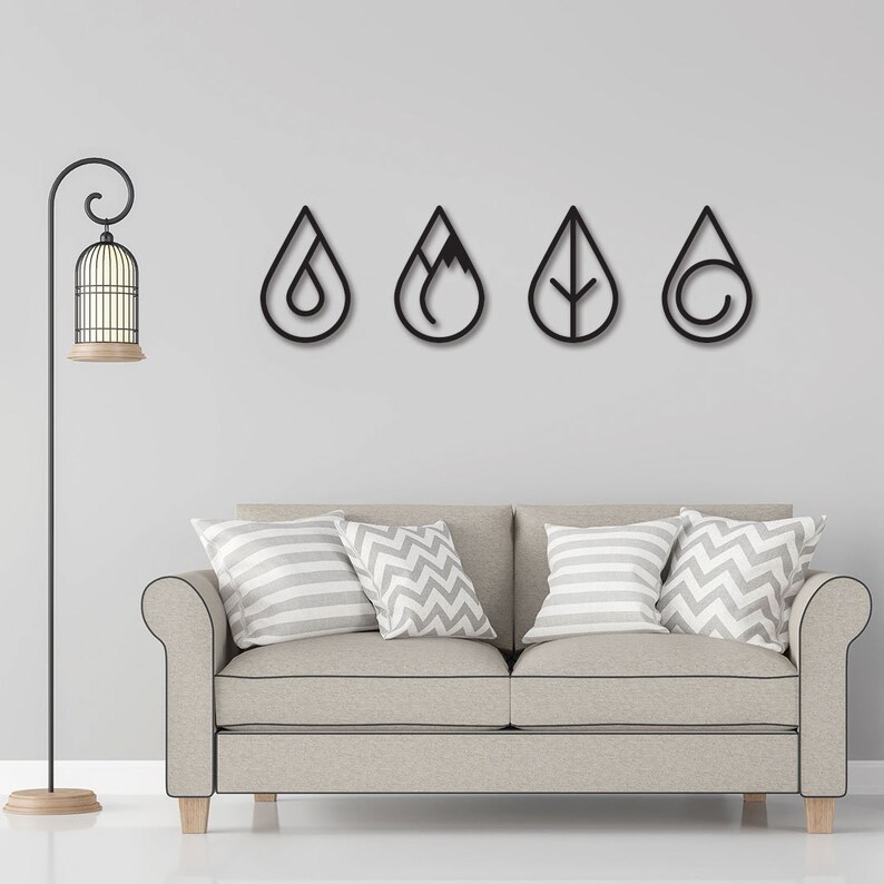Four Elements Metal Wall Art / Four Elements Wall Decor / Four Etsy