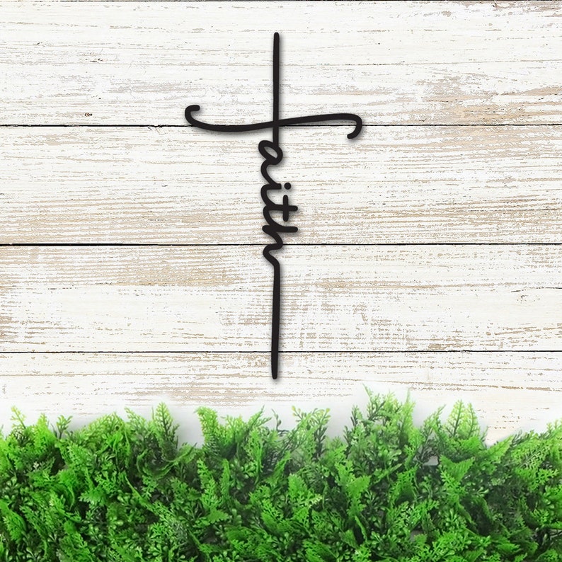 Faith Cross Metal Sign / Christian Wall Art / Cross Wall Decor Etsy