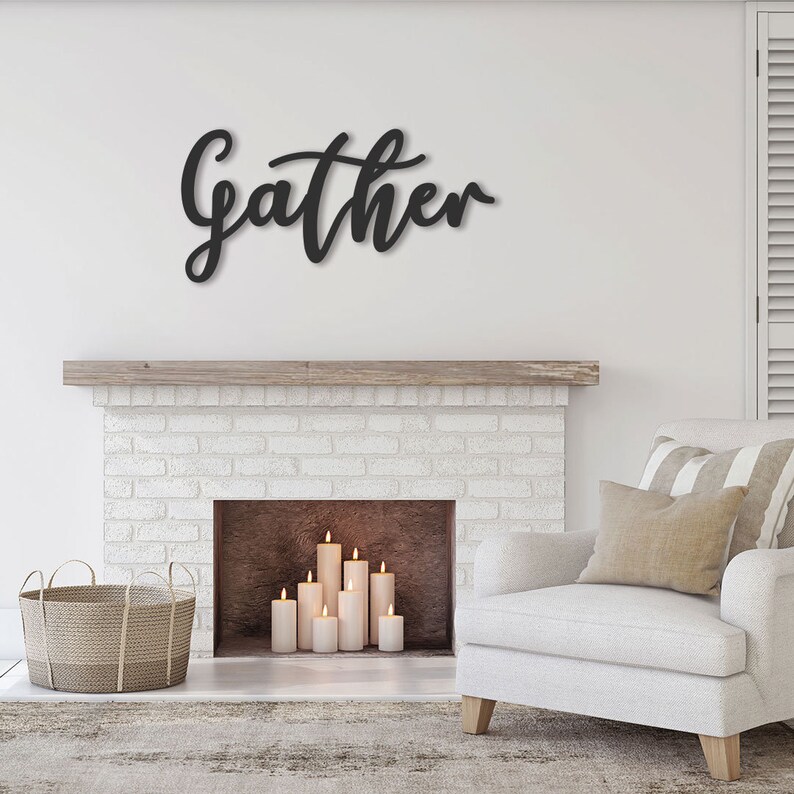 Gather Sign / Gather Metal Word / Dining Room Wall Art / Metal Etsy