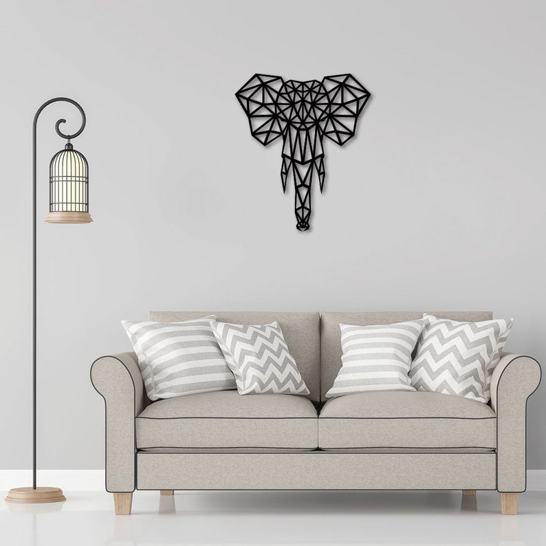 Elephant Geometric Metal Wall Art / Elephant Wall Decor / Etsy