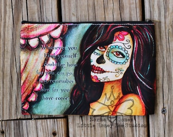 Sugar Skull Bag, Dia De Los Muertos Zippered Pouch, Sugar Skull Art, Day of the Dead Pencil Bag, Cosmetic Bag, Chicana, Latinx, Rockabilly