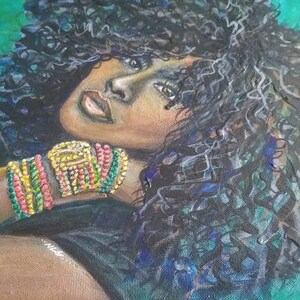 Afrocentric Female Portrait Destiny, Latinidad Art, Afro Lantina, Black Women Print, Natural Hair Artwork, Big Hair Don't Care, Afro Queen image 2