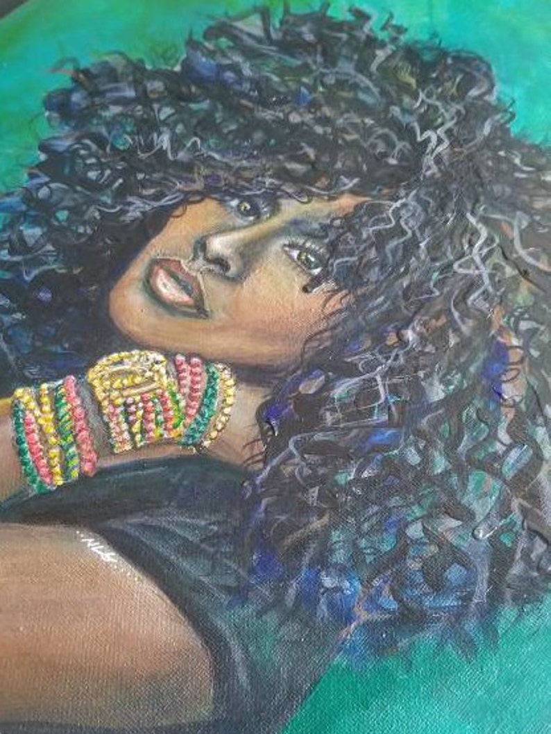 Afrocentric Female Portrait Destiny, Latinidad Art, Afro Lantina, Black Women Print, Natural Hair Artwork, Big Hair Don't Care, Afro Queen image 2