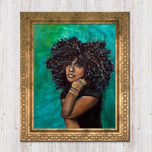 Afrocentric Female Portrait Destiny, Latinidad Art, Afro Lantina, Black Women Print, Natural Hair Artwork, Big Hair Don't Care, Afro Queen image 3