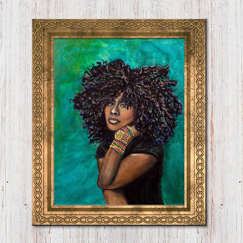 Afrocentric Female Portrait Destiny, Latinidad Art, Afro Lantina, Black Women Print, Natural Hair Artwork, Big Hair Don't Care, Afro Queen image 3