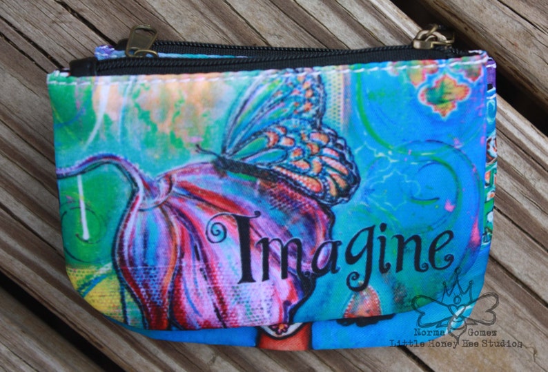 Butterfly Coin Purse, Butterfly Change Purse, Credit Card Holder, Zipper Pouch, Butterfly Art, Whimsical Coin Purse, Inspirational Gifts image 1