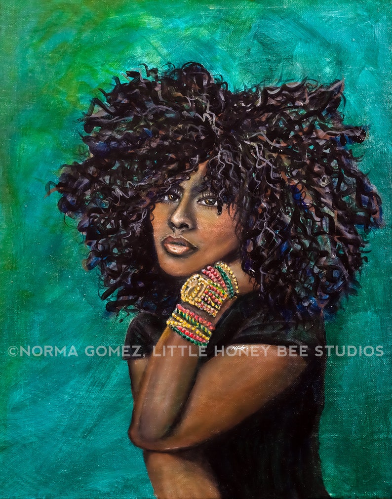 Afrocentric Female Portrait Destiny, Latinidad Art, Afro Lantina, Black Women Print, Natural Hair Artwork, Big Hair Don't Care, Afro Queen image 4