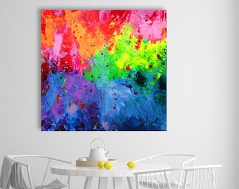 Bold color abstract, Colourful wall art, UV Painting: Colorful large canvas wall art, home decor wall art, original abstract art