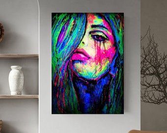 Colourful Wall Art Print Portrait Abstract Print Woman Portrait Modern Wall Art Painting Prints Contemporary Wall art Print Gift Feminist