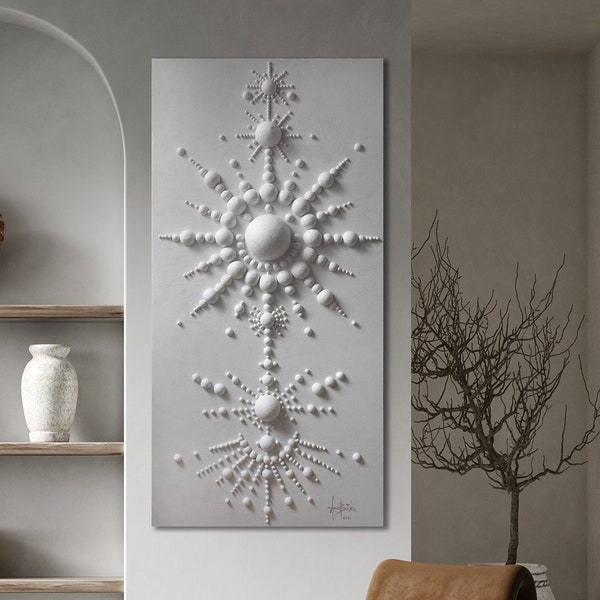 Minimalistische Wandkunst Malerei Wabi Sabi Stil Original texturierte abstrakte Malerei 3D Sonne Sterne Mond Kunstwerk Celestial Space Art Skulptur Kunst