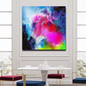 Colourful painting original Abstract textured wall art colorful large wall art canvas painting on canvas original acrylic Pink Blue Art