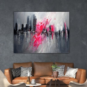 Grey and pink wall art textured wall art colourful canvas living room large wall art canvas modern painting canvas Landscape bold abstract