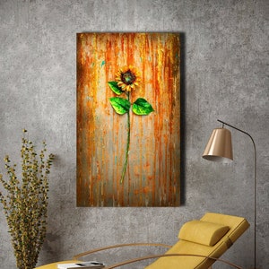 3D art wall art decor Sunflowers Abstract painting Original on canvas 3D Flower texture on canvas large size painting. Orange, Yellow flower